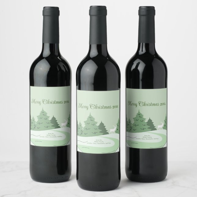 Winter Forest Modern Wine Label (Bottles)