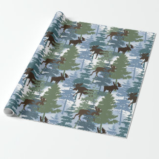 Winter Forest Moose Wrapping Paper