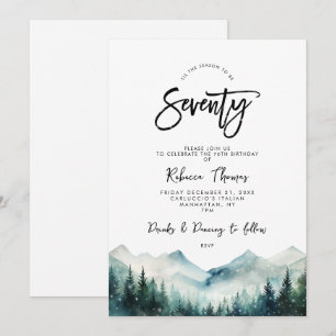 winter forest mountain 70th birthday invitation