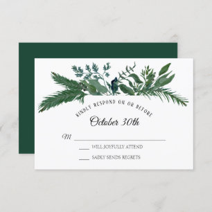 Winter Forest Mountain Foliage Leaf RSVP Wedding Invitation