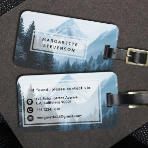 Winter Forest Mountain Trees Photography Blue Snow Luggage Tag