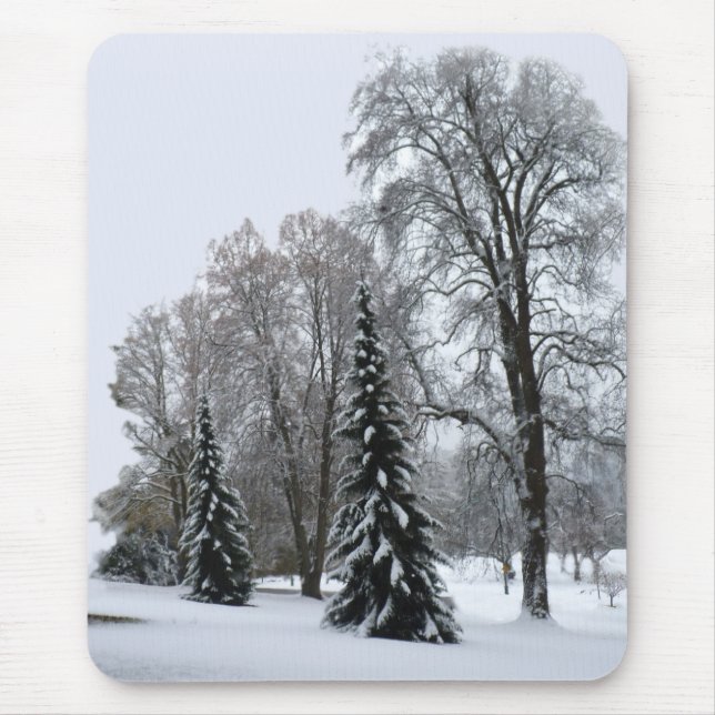 Winter Forest Mousepad Snow Landscape Gifts (Front)