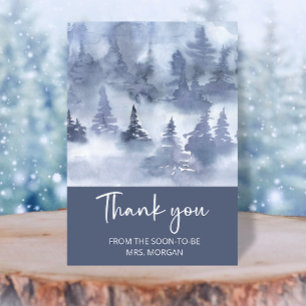 Winter Forest Navy Blue Bridal Shower thank you Card