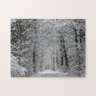 Winter Forest Path in Snow and Nature Jigsaw Puzzle