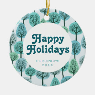 Winter Forest Pattern Ceramic Ornament