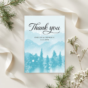 Winter Forest Pine Mountain Wedding Modern Thank You Card
