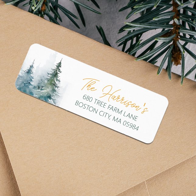 Winter Forest Pine Trees Address Return Address Label (Winter Forest Pine Trees Address Label)
