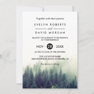 Winter Forest Pine Trees Elegant Chic Wedding Invitation