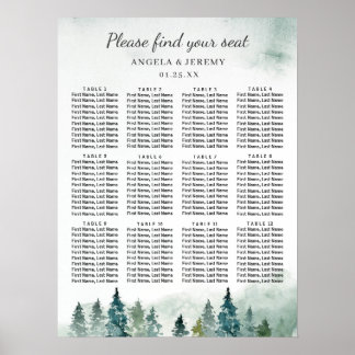 Winter Forest Pine Trees Wedding Seating Chart