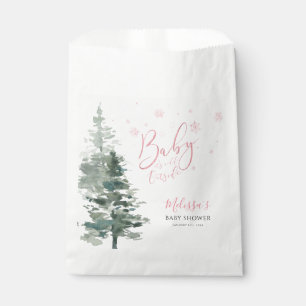 Winter Forest Pink It's Cold Outside Baby Shower Favour Bag