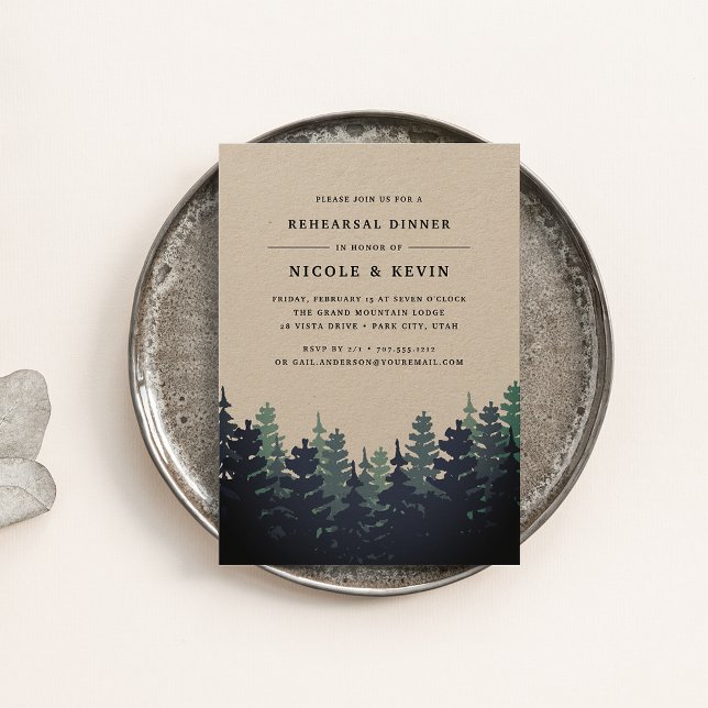Winter Forest Rehearsal Dinner Invitation (Creator Uploaded)