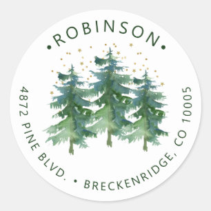 Winter Forest Return Address Classic Round Sticker