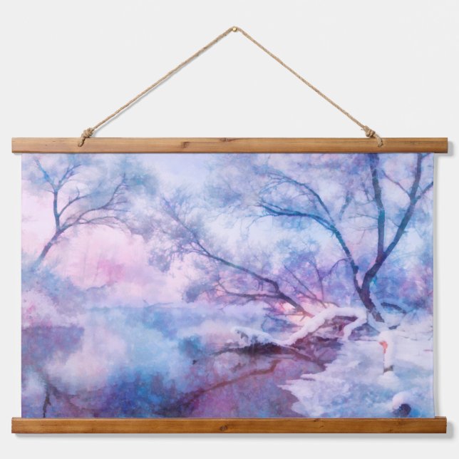 Winter Forest  River Landscape Hanging Tapestry (Front)