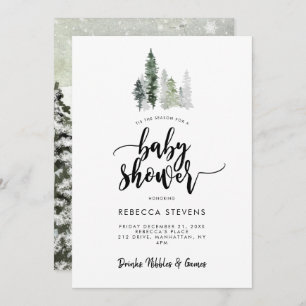 winter forest rustic baby shower invitation