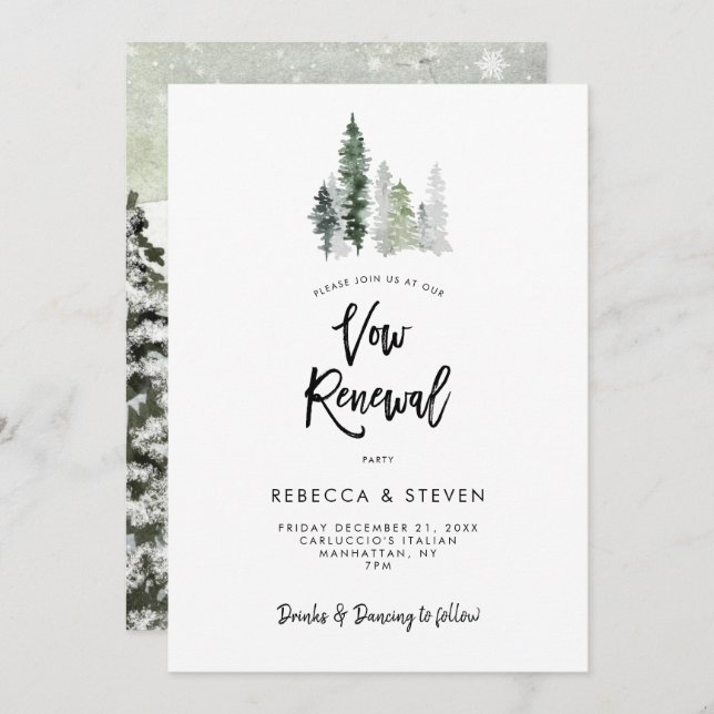 winter forest rustic vow renewal invitation (Front/Back)
