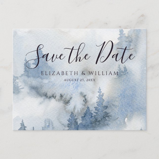 Winter Forest Save The Date Postcard (Front)