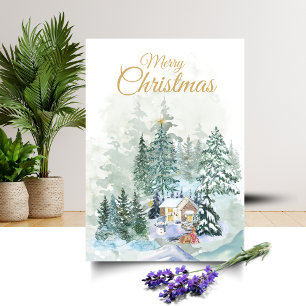 Winter Forest Scene Christmas Card