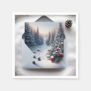Winter Forest Scene In an Envelope Napkin