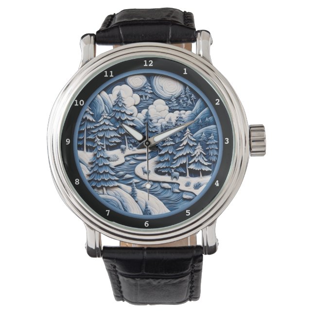 Winter Forest Scene with Wildlife Beauty Watch (Front)