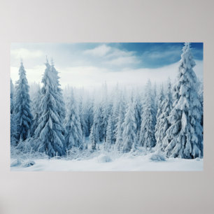 Winter Forest Serene Landscape Surreal Poster