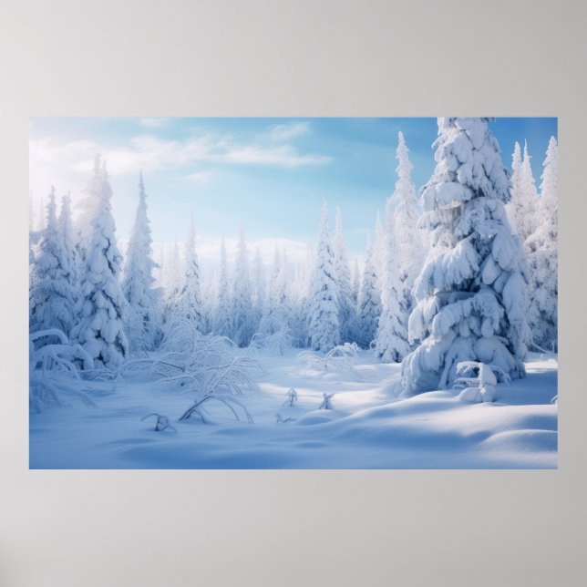 Winter Forest Serene Landscape Surreal Poster (Front)