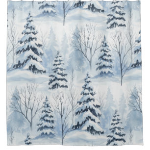 Winter Forest Serenity – Snow-Covered Woodland Shower Curtain