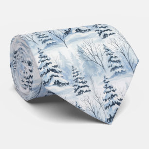 Winter Forest Serenity – Snow-Covered Woodland Tie