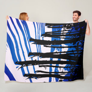 Winter Forest Shadows – Blue Minimal Nature Fleece Blanket