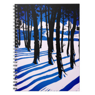 Winter Forest Shadows – Blue Minimal Nature Notebook
