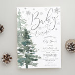 Winter Forest Silver It's Cold Outside Baby Shower Invitation<br><div class="desc">A baby is on the way and it's cold outside! Throw a wonderful winter theme baby shower with this custom invitation. Design features a modern calligraphy script font,  snowflakes and watercolor forest trees. Easily personalize this gender neutral baby shower invitation template using the online tools. NOT ACTUAL SILVER FOIL</div>