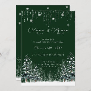 Winter Forest Snow Pine Trees Wedding Invitation