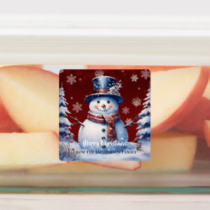 Winter Forest Snowman Christmas Baking   Red