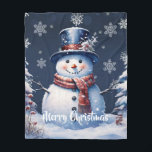 Winter Forest Snowman Christmas Fleece Blanket<br><div class="desc">Stay cosy during chilly winter nights this holiday season with a Winter Forest Snowman Christmas Holiday Fleece Blanket. Blanket design features a cute snowman in a charming top hat and scarf standing in a winter forest scene with falling snow. Additional gift and holiday items available with this design as well....</div>