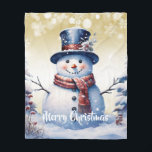 Winter Forest Snowman Christmas | Gold Fleece Blanket<br><div class="desc">Stay cosy during chilly winter nights this holiday season with a Gold Winter Forest Snowman Christmas Holiday Fleece Blanket. Blanket design features a cute snowman in a charming top hat and scarf standing in a winter forest scene with falling snow. Additional gift and holiday items available with this design as...</div>