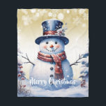 Winter Forest Snowman Christmas | Gold Fleece Blanket<br><div class="desc">Stay cosy during chilly winter nights this holiday season with a Gold Winter Forest Snowman Christmas Holiday Fleece Blanket. Blanket design features a cute snowman in a charming top hat and scarf standing in a winter forest scene with falling snow. Additional gift and holiday items available with this design as...</div>