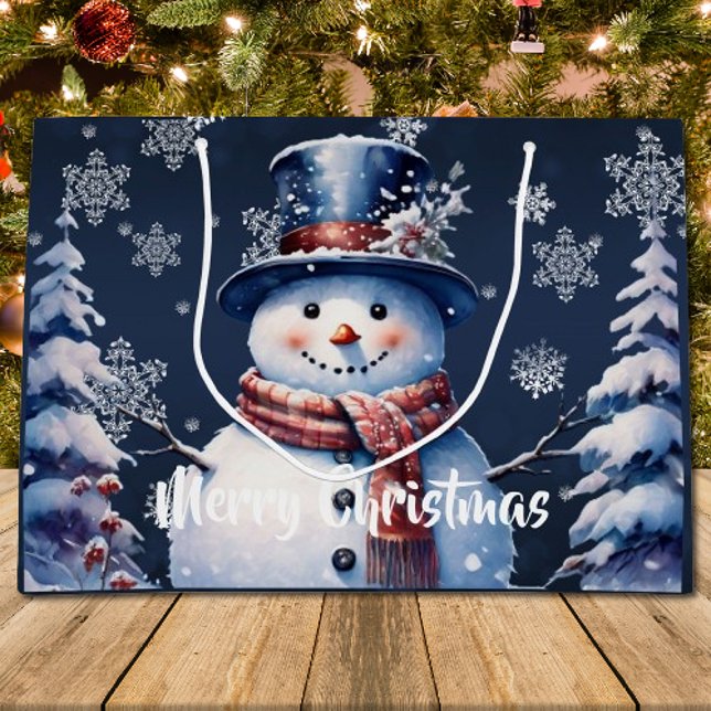 Winter Forest Snowman Christmas Large Gift Bag (Winter Forest Snowman Christmas Large Gift Bag)
