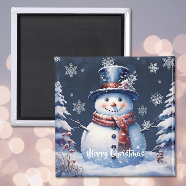 Winter Forest Snowman Christmas Magnet (Winter Forest Snowman Christmas Magnet)