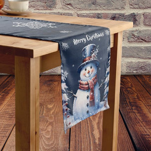 Winter Forest Snowman Christmas Medium Table Runner