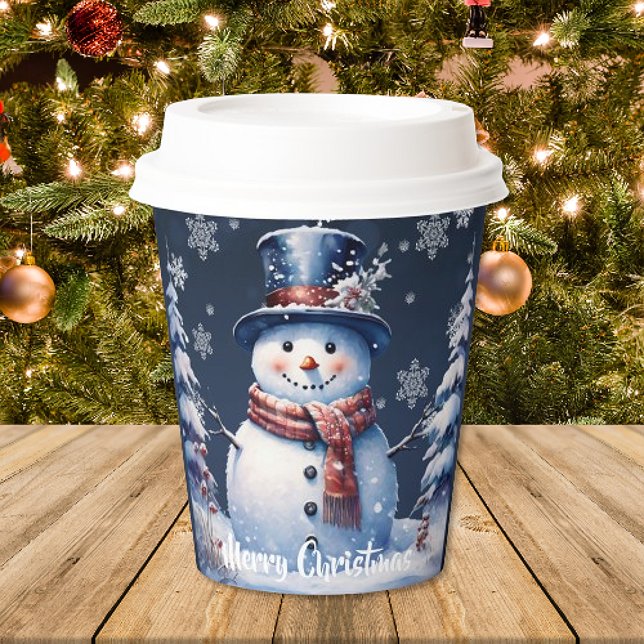 Winter Forest Snowman Christmas Paper Cups (Winter Forest Snowman Christmas Paper Cups)