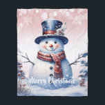 Winter Forest Snowman Christmas | Pink Fleece Blanket<br><div class="desc">Stay cosy during chilly winter nights this holiday season with a Pink Winter Forest Snowman Christmas Holiday Fleece Blanket. Blanket design features a cute snowman in a charming top hat and scarf standing in a winter forest scene with falling snow. Additional gift and holiday items available with this design as...</div>