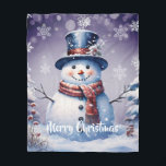 Winter Forest Snowman Christmas | Purple Fleece Blanket<br><div class="desc">Stay cosy during chilly winter nights this holiday season with a Purple Winter Forest Snowman Christmas Holiday Fleece Blanket. Blanket design features a cute snowman in a charming top hat and scarf standing in a winter forest scene with falling snow. Additional gift and holiday items available with this design as...</div>