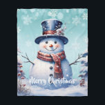 Winter Forest Snowman Christmas | Teal Fleece Blanket<br><div class="desc">Stay cosy during chilly winter nights this holiday season with a Teal Winter Forest Snowman Christmas Holiday Fleece Blanket. Blanket design features a cute snowman in a charming top hat and scarf standing in a winter forest scene with falling snow. Additional gift and holiday items available with this design as...</div>