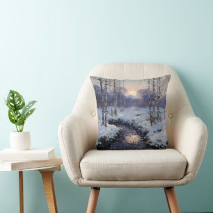 Winter Forest Sunset Cushion