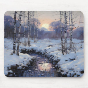 Winter Forest Sunset Mouse Pad