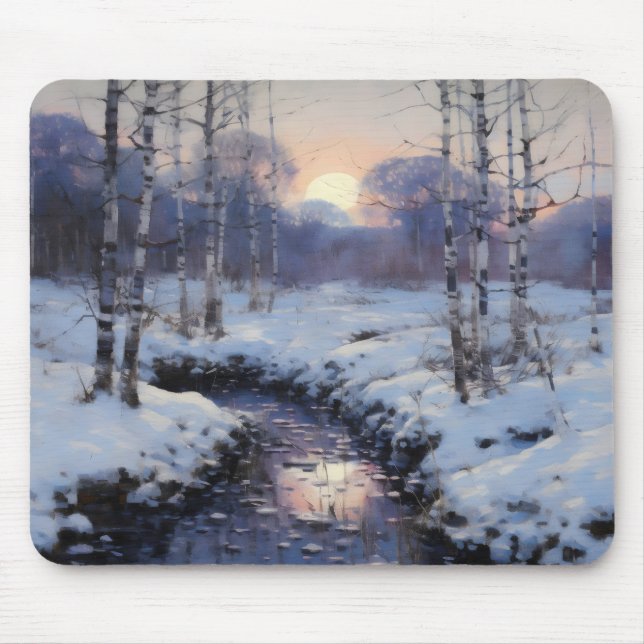 Winter Forest Sunset Mouse Pad (Front)