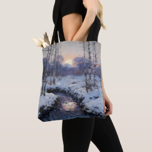 Winter Forest Sunset Tote Bag