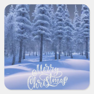 Winter Forest theme Christmas Square Sticker