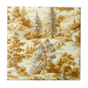 Winter Forest Toile de Jouy Pattern (10) Ceramic Tile