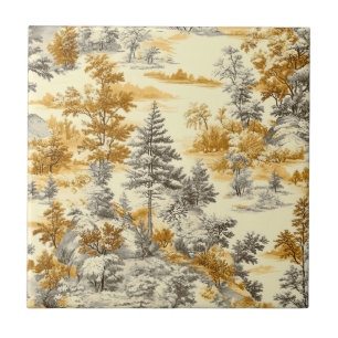 Winter Forest Toile de Jouy Pattern (11) Ceramic Tile