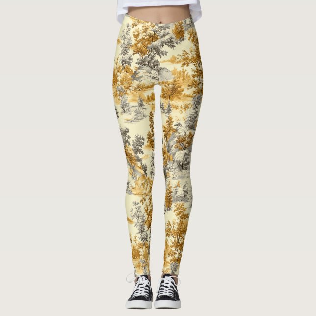 Winter Forest Toile de Jouy Pattern (11) Leggings (Front)